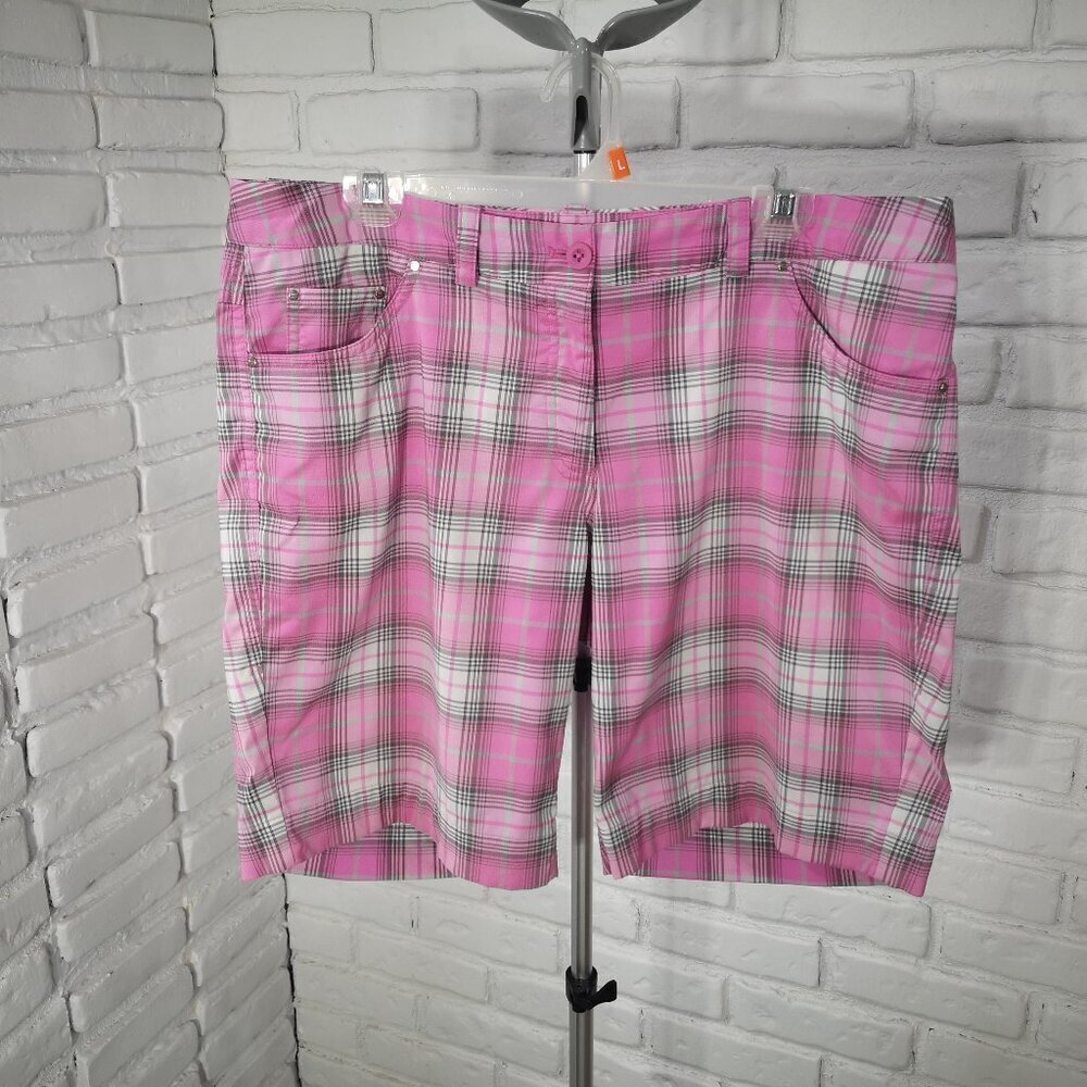 Nike Golf Tour Performance Dri-Fit Ladies Size 14 Plaid Shorts
